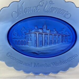 Avon Mount Vernon Cobalt Blue Glass George And Martha Washington Dish Plate
